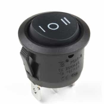 Rocker switch round 20 mm on-off-on 12V 10A unlit in blister