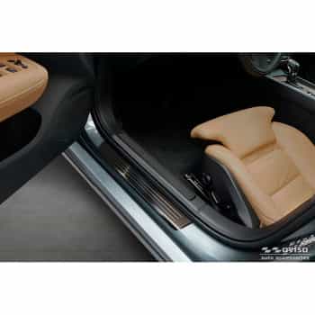 Black stainless steel door sill moldings suitable for Volvo S60 III & V60 II 2018- - 'Lines' - 4-piece