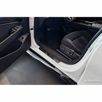 Black stainless steel door sill moldings suitable for Volkswagen ID.7 2023- - 'Lines' - 4-piece