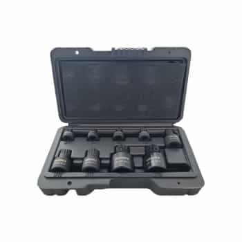 9 Piece Stubby Impact Spline Bit Socket Set M4 to M18 Low Profile