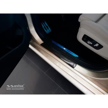3D Black Carbon Door Sill BMW X5 IV G05 M-Pack 2018- 2-piece