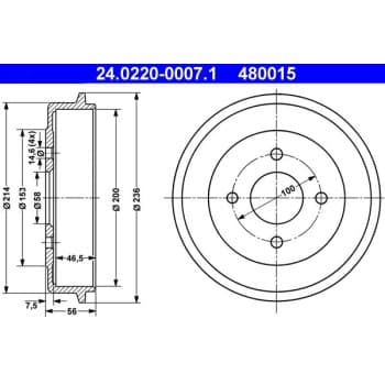 brake drum 24.0220-0007.1 ATE