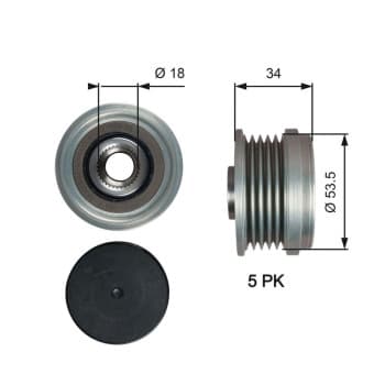 Alternator Freewheel Clutch DriveAlign® OAP7202 Gates