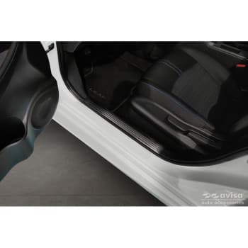 Black stainless steel door sills suitable for Nissan Leaf II 2017 - - 'Lines' - 4-piece
