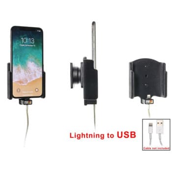 Apple iPhone X / Xs Passive holder. For original Apple lightning to USB cable (upholstered)