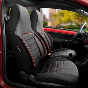 Universal Velours/Fabric CityBug Seat Cover Set Comfortline Black/Red - 9-piece